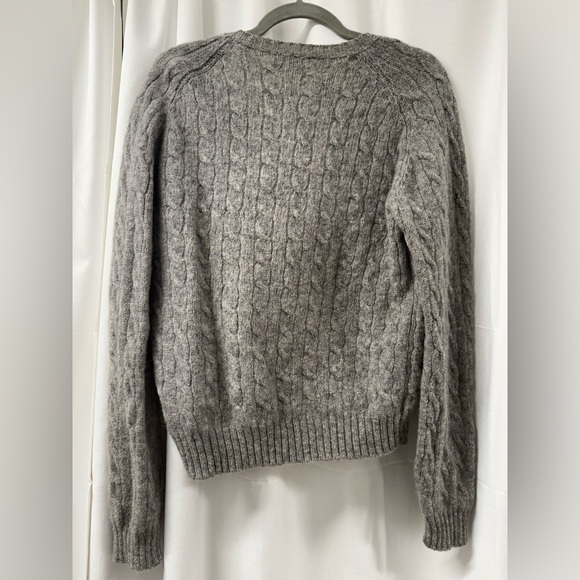 Vintage Lady Clansman Gray Cable Knit Wool Cardigan Size L - Picture 3 of 7